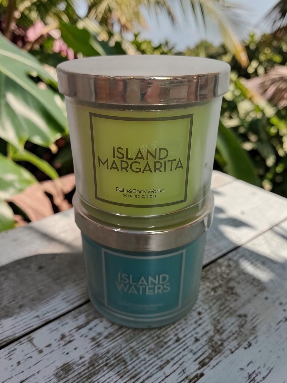Bath & Body Works Lime & Aqua Candle Stack